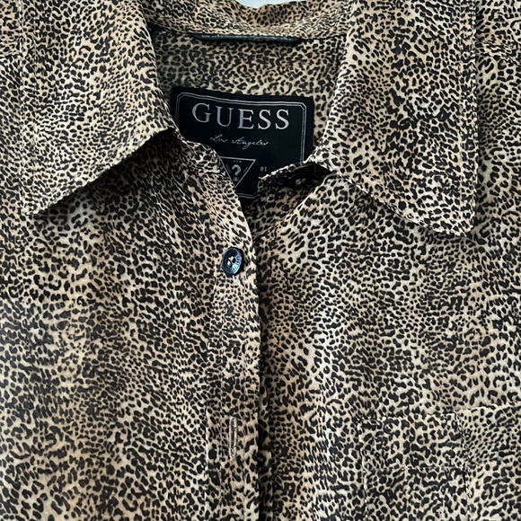 Sheer Leopard Print Long Sleeve Button Up Top - Picture 3 of 5